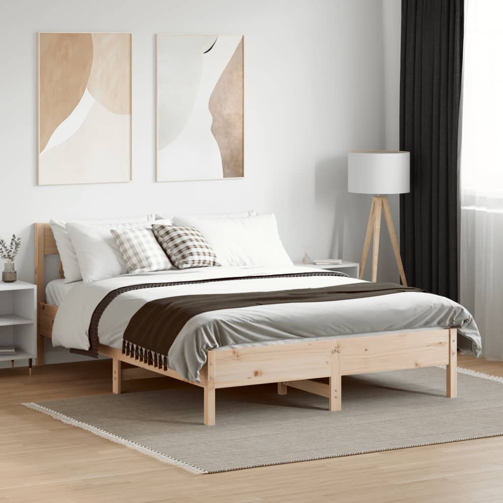 Bed Frame with Headboard 140x200 cm Solid Wood Pine