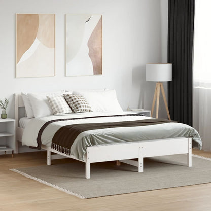 Bed Frame with Headboard White 140x200 cm Solid Wood Pine