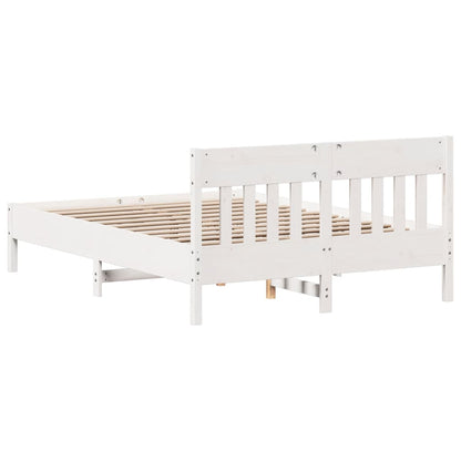 Bed Frame with Headboard White 140x200 cm Solid Wood Pine