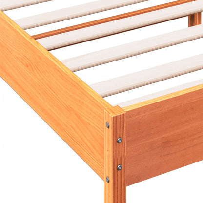 Bed Frame with Headboard Wax Brown 140x200 cm Solid Wood Pine