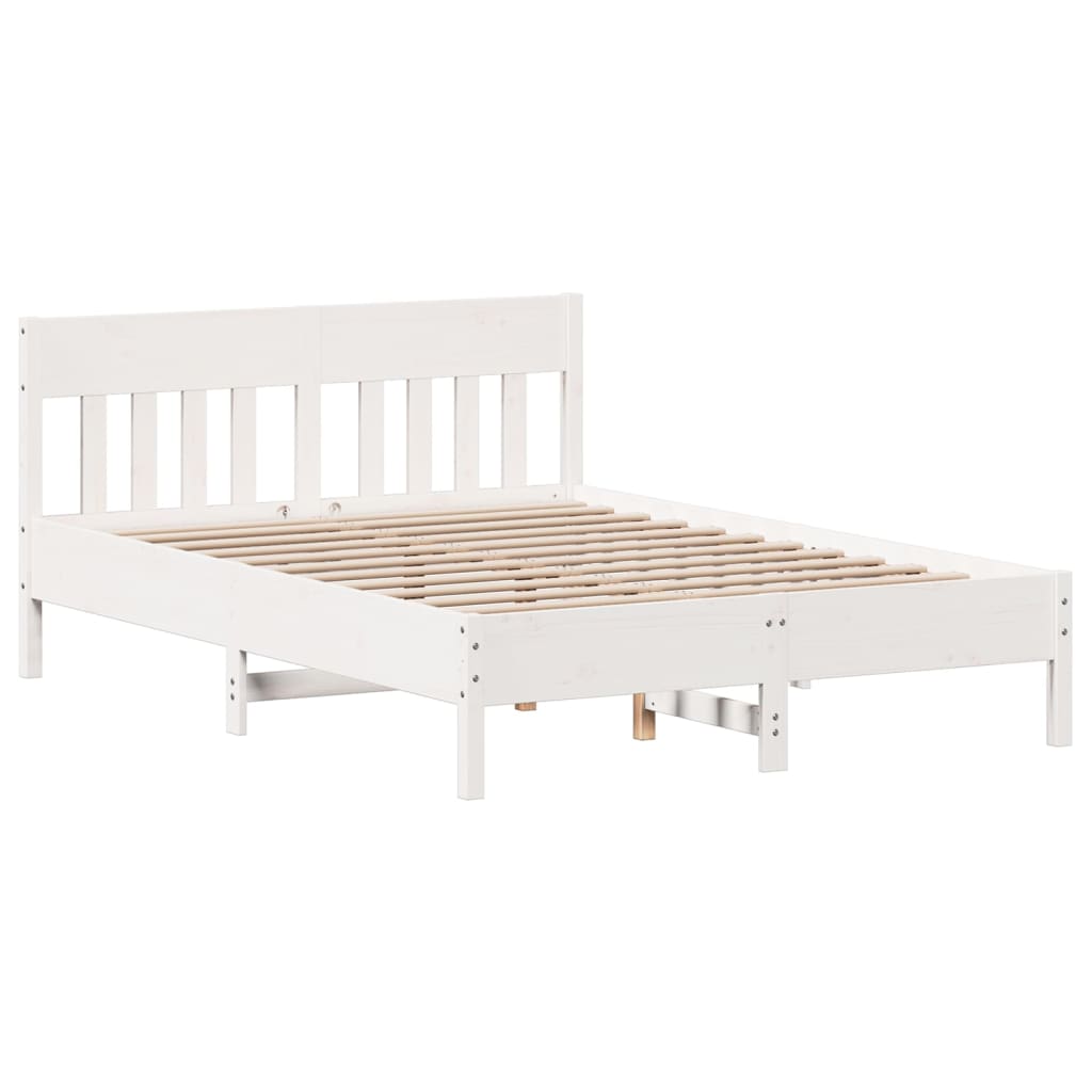 Bed Frame with Headboard White 120x200 cm Solid Wood Pine