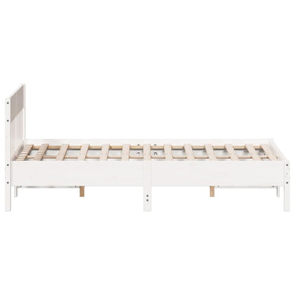 Bed Frame with Headboard White 120x200 cm Solid Wood Pine