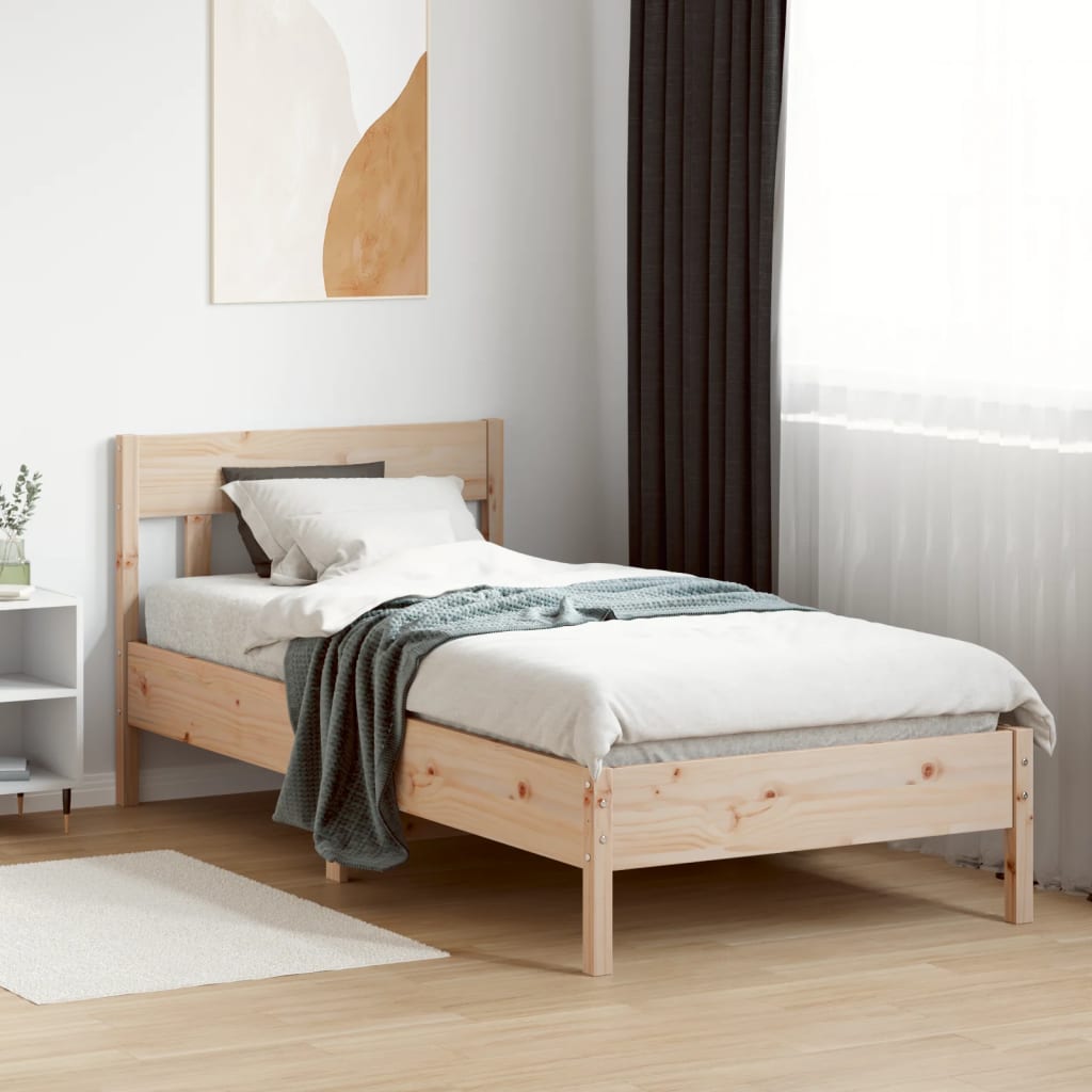 Bed Frame with Headboard 100x200 cm Solid Wood Pine