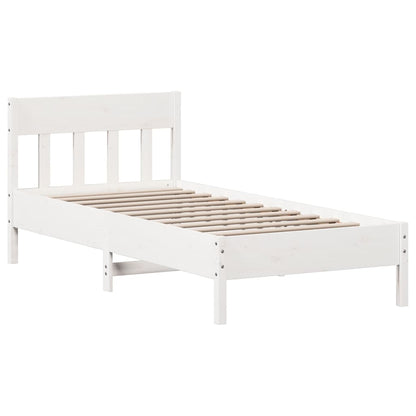 Bed Frame with Headboard White 100x200 cm Solid Wood Pine