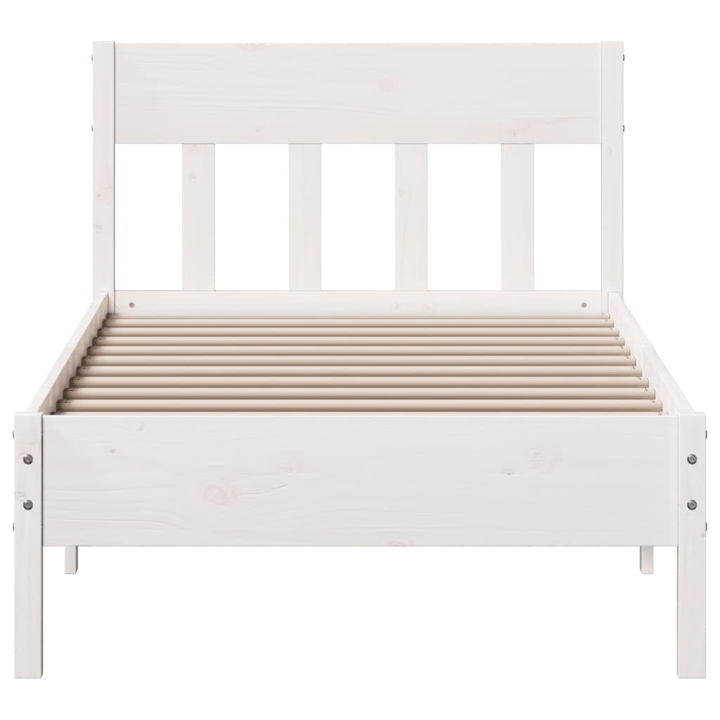 Bed Frame with Headboard White 100x200 cm Solid Wood Pine