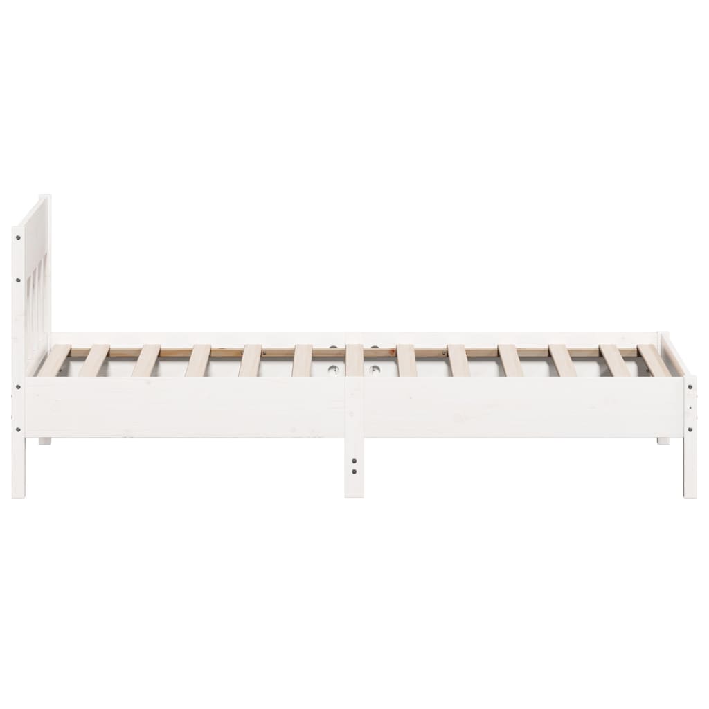 Bed Frame with Headboard White 100x200 cm Solid Wood Pine