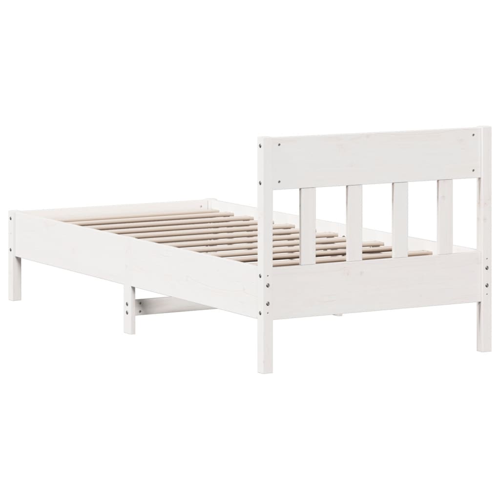 Bed Frame with Headboard White 100x200 cm Solid Wood Pine