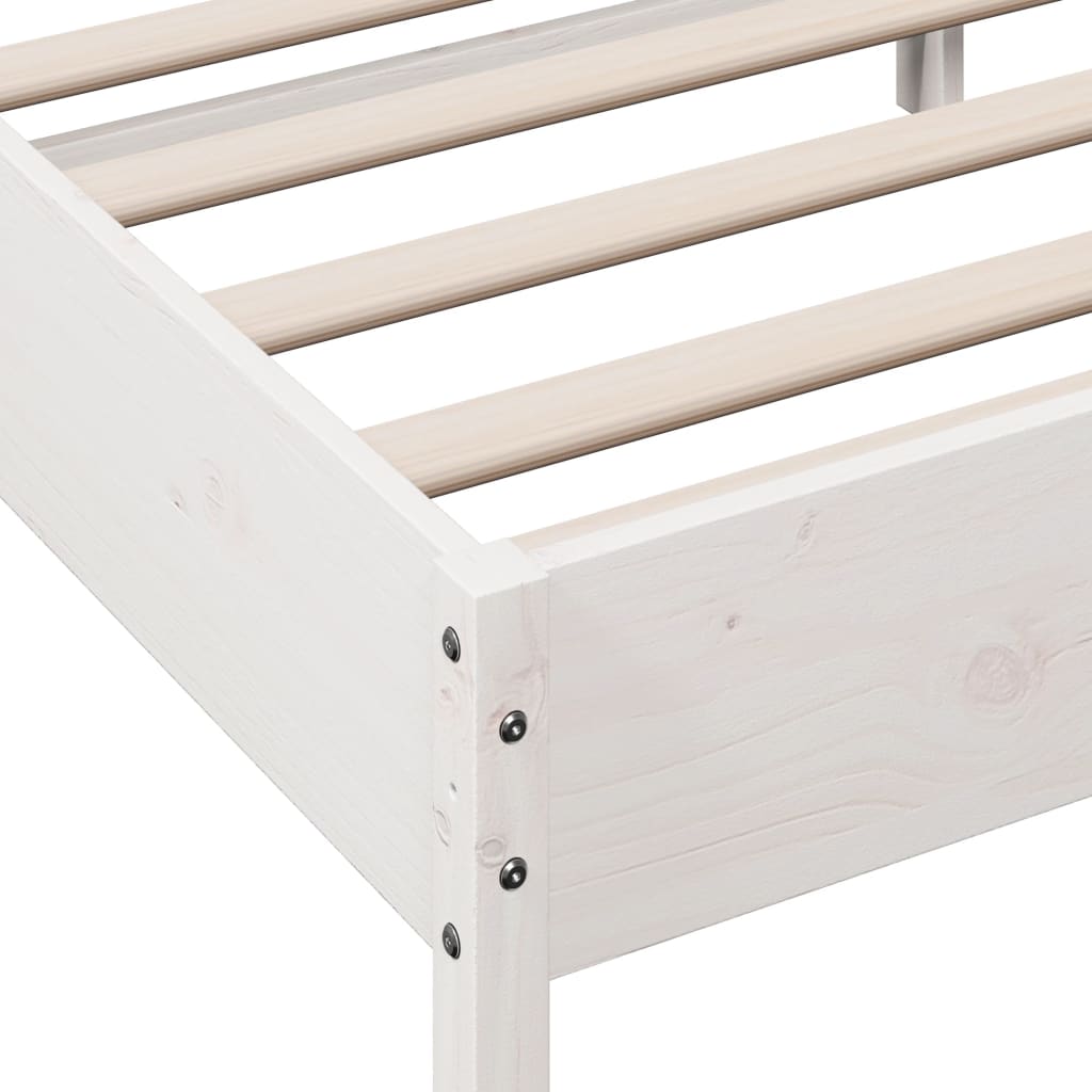 Bed Frame with Headboard White 100x200 cm Solid Wood Pine