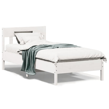 Bed Frame with Headboard White 100x200 cm Solid Wood Pine