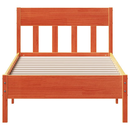 Bed Frame with Headboard Wax Brown 100x200 cm Solid Wood Pine