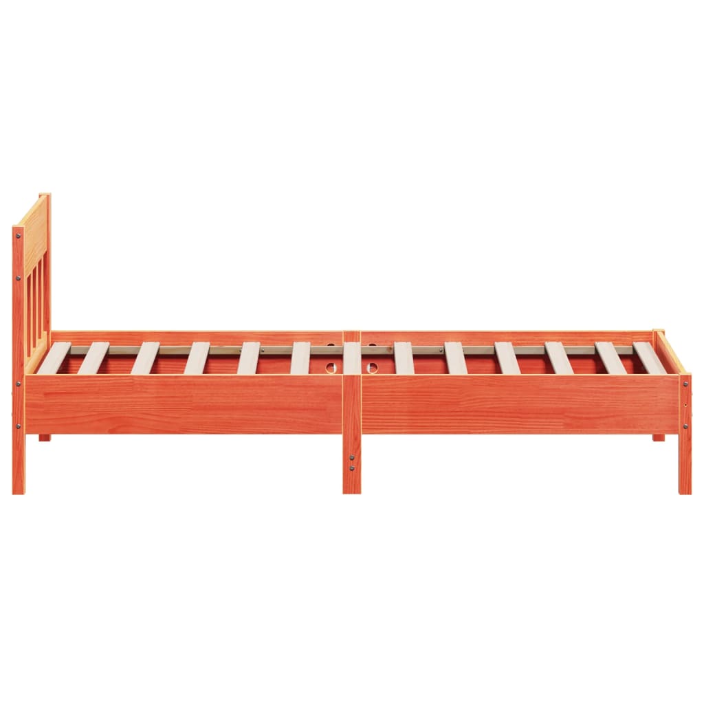 Bed Frame with Headboard Wax Brown 100x200 cm Solid Wood Pine