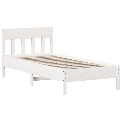 Bed Frame with Headboard White 90x200 cm Solid Wood Pine