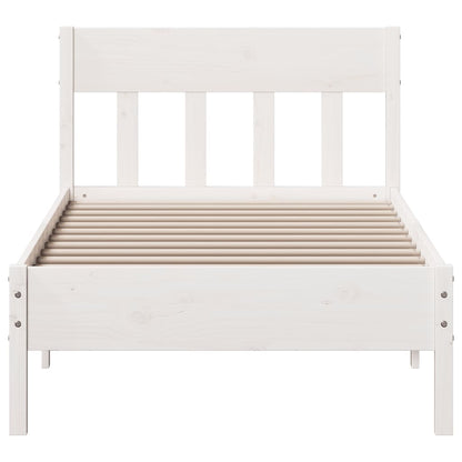 Bed Frame with Headboard White 90x200 cm Solid Wood Pine