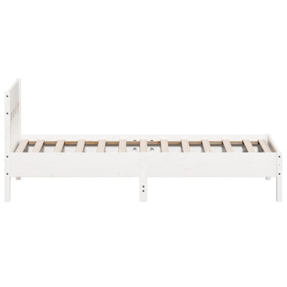 Bed Frame with Headboard White 90x200 cm Solid Wood Pine