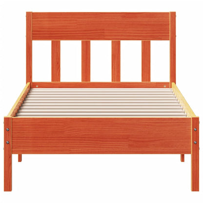 Bed Frame with Headboard Wax Brown 90x200 cm Solid Wood Pine