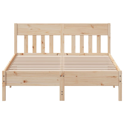 Bed Frame with Headboard 140x190 cm Solid Wood Pine