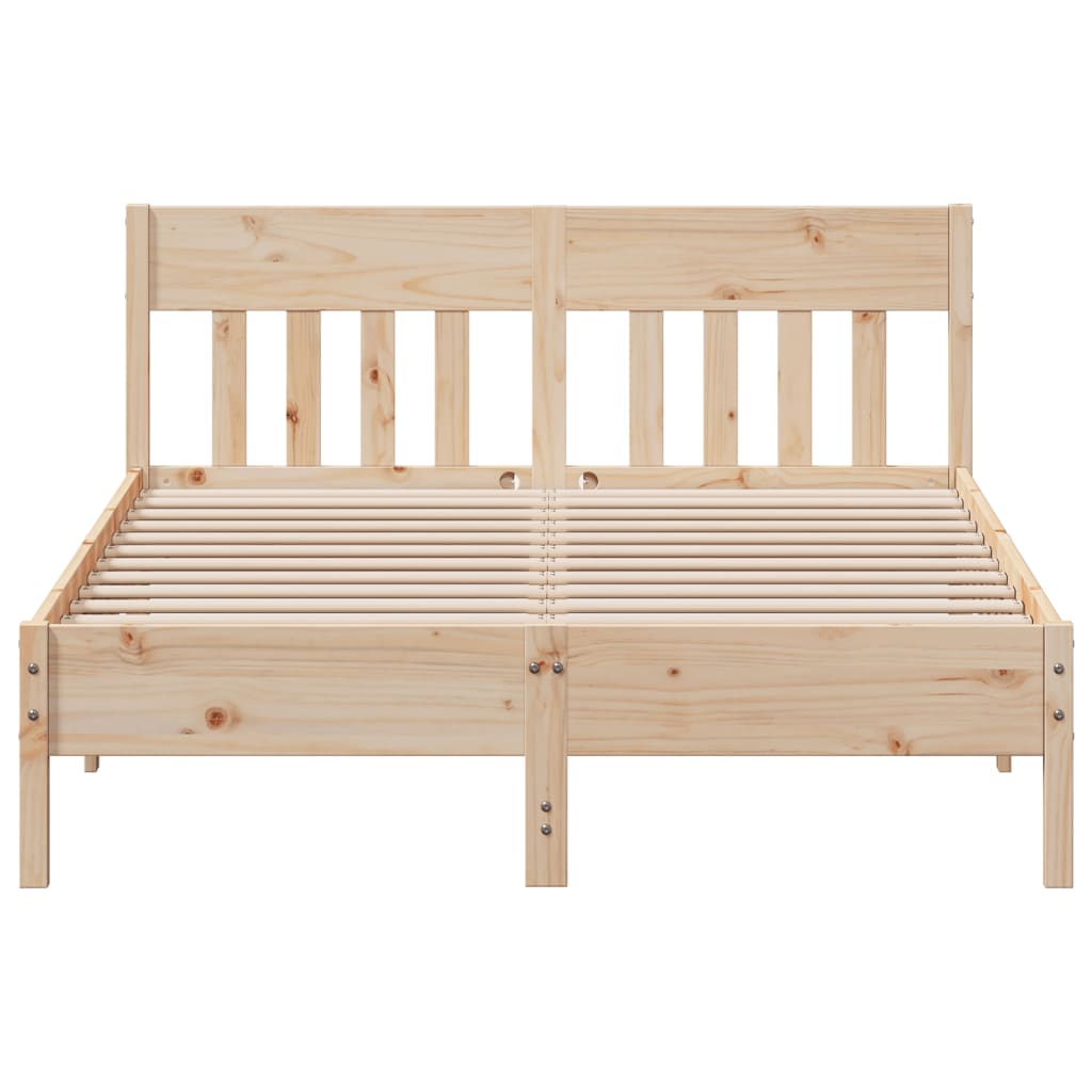 Bed Frame with Headboard 135x190 cm Double Solid Wood Pine