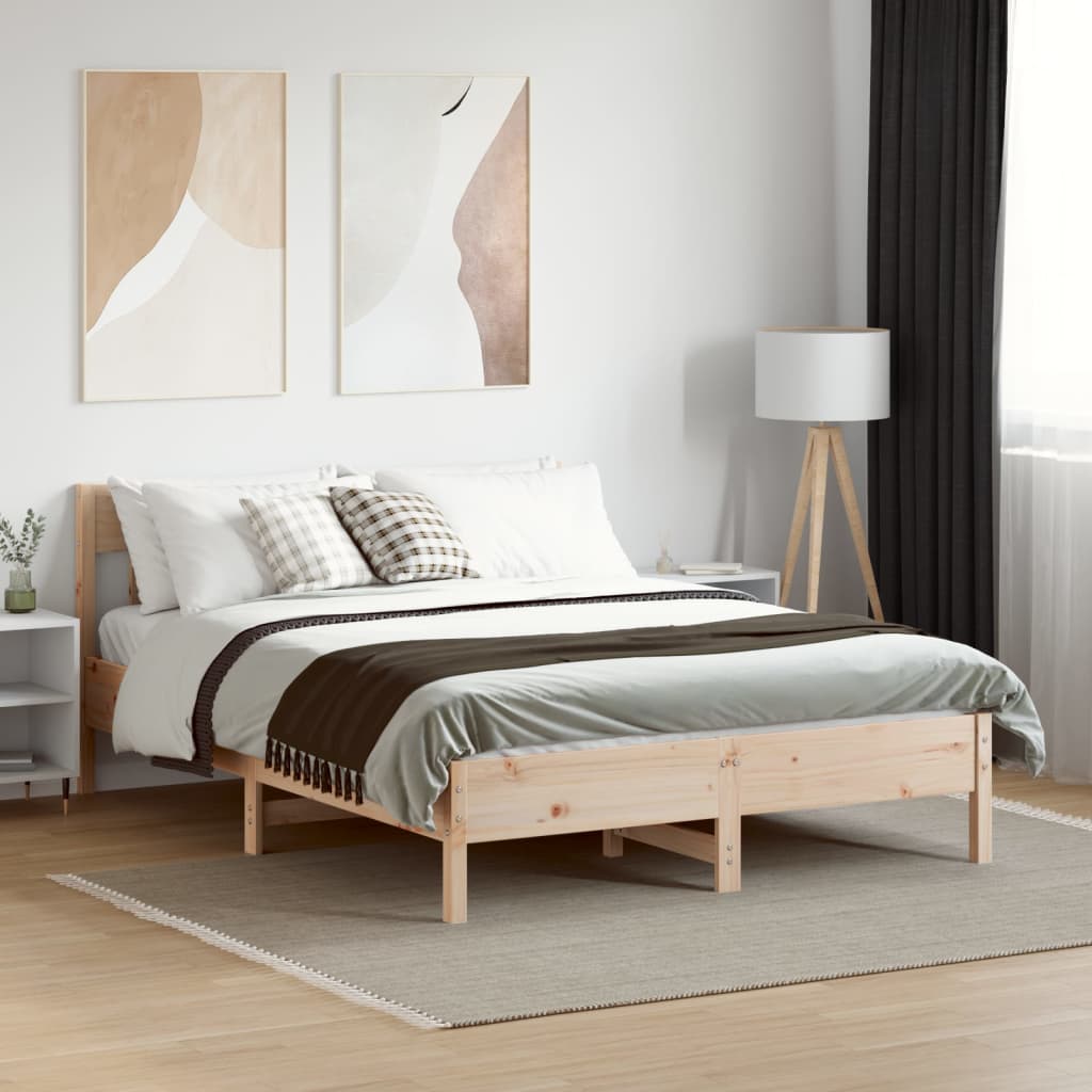 Bed Frame with Headboard 120x190 cm Small Double Solid Wood Pine