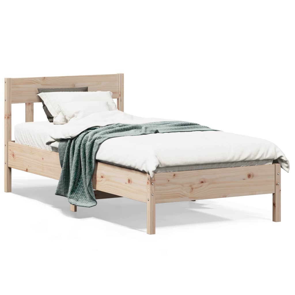 Bed Frame with Headboard 90x190 cm Single Solid Wood Pine