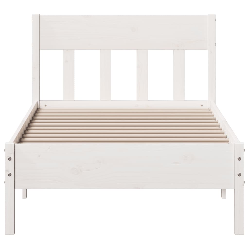 Bed Frame without Mattress White 90x190 cm Single Solid Wood Pine