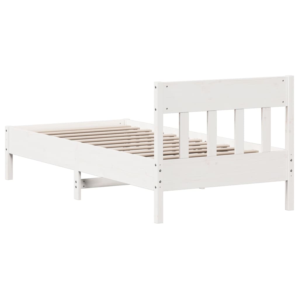 Bed Frame without Mattress White 90x190 cm Single Solid Wood Pine