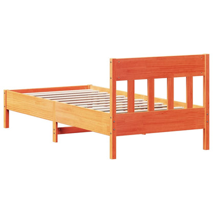 Bed Frame with Headboard Wax Brown 90x190 cm Single Solid Wood Pine