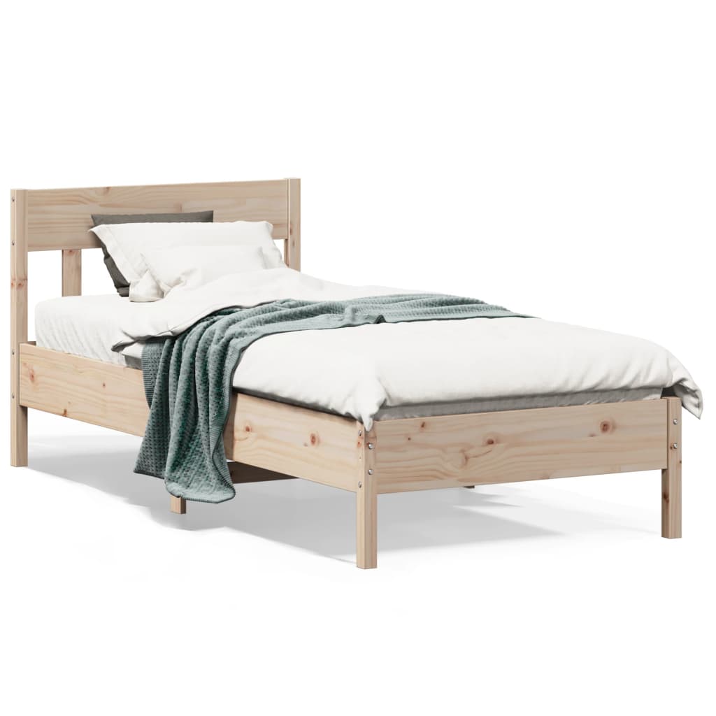 Bed Frame with Headboard 75x190 cm Small Single Solid Wood Pine