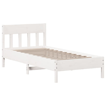 Bed Frame with Headboard White 75x190 cm Small Single Solid Wood Pine