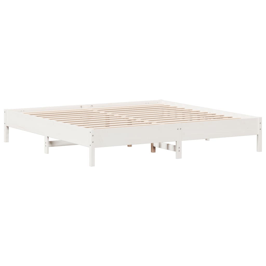 Bed Frame White 200x200 cm Solid Wood Pine