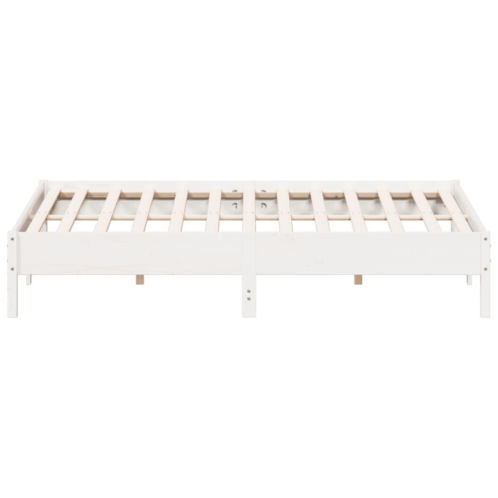 Bed Frame White 200x200 cm Solid Wood Pine