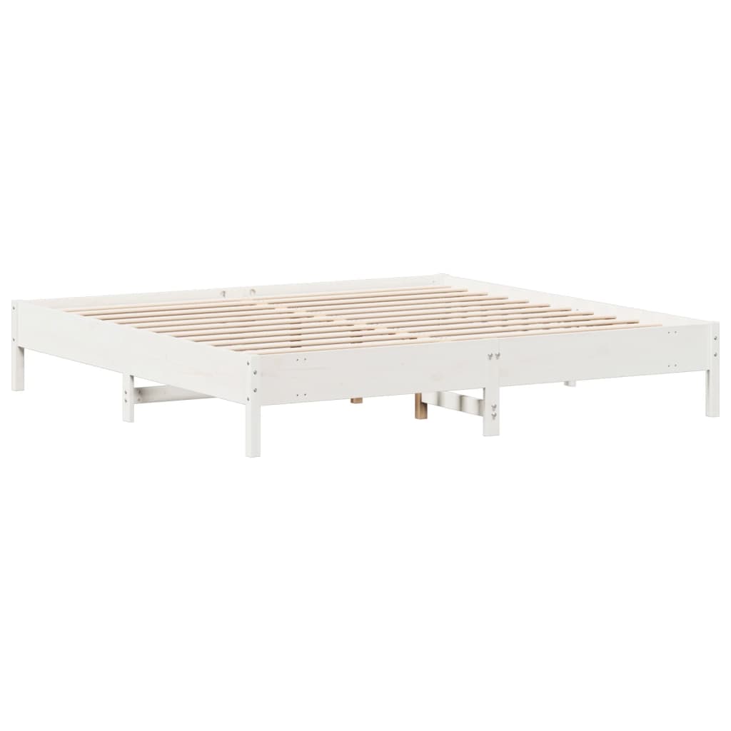 Bed Frame White 200x200 cm Solid Wood Pine