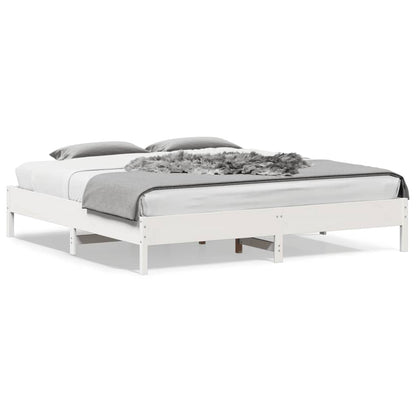 Bed Frame White 200x200 cm Solid Wood Pine