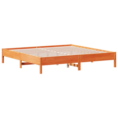 Bed Frame Wax Brown 200x200 cm Solid Wood Pine