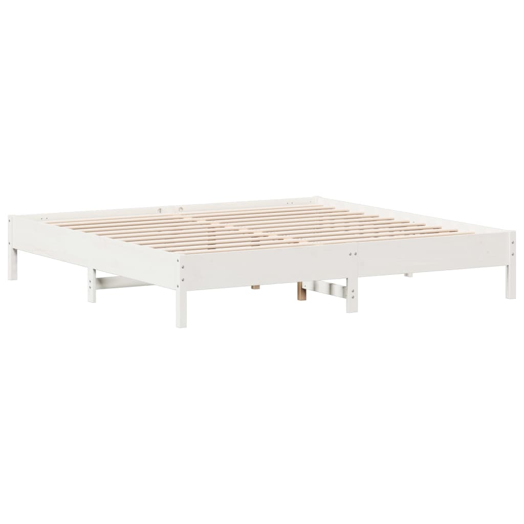 Bed Frame White 180x200 cm Super King Size Solid Wood Pine