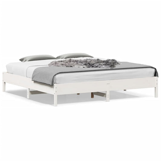 Bed Frame White 180x200 cm Super King Size Solid Wood Pine