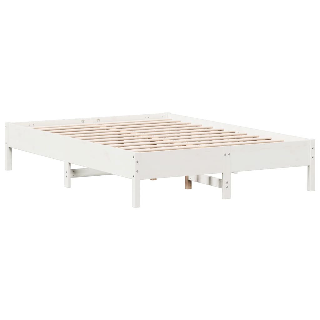 Bed Frame White 140x200 cm Solid Wood Pine