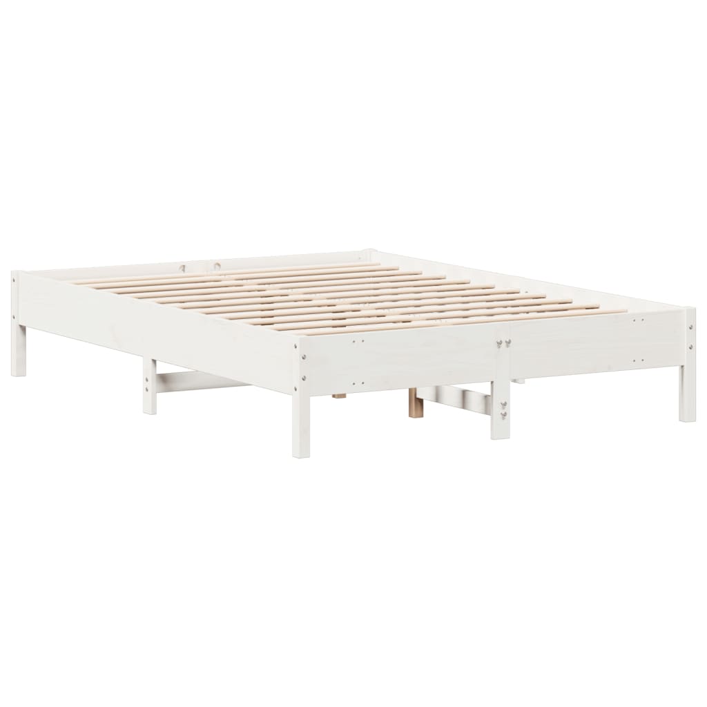 Bed Frame White 140x200 cm Solid Wood Pine