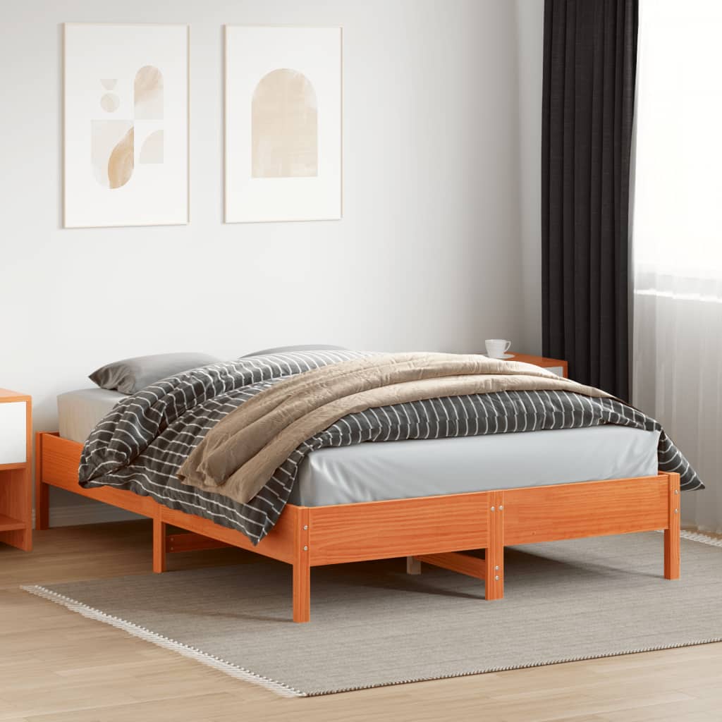 Bed Frame without Mattress Wax Brown 120x200 cm Solid Wood Pine