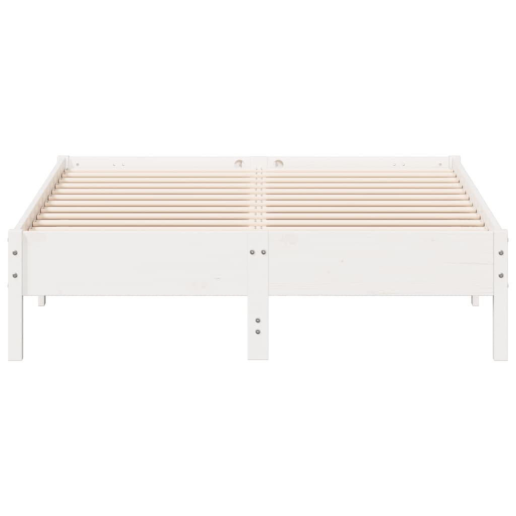 Bed Frame White 140x190 cm Solid Wood Pine