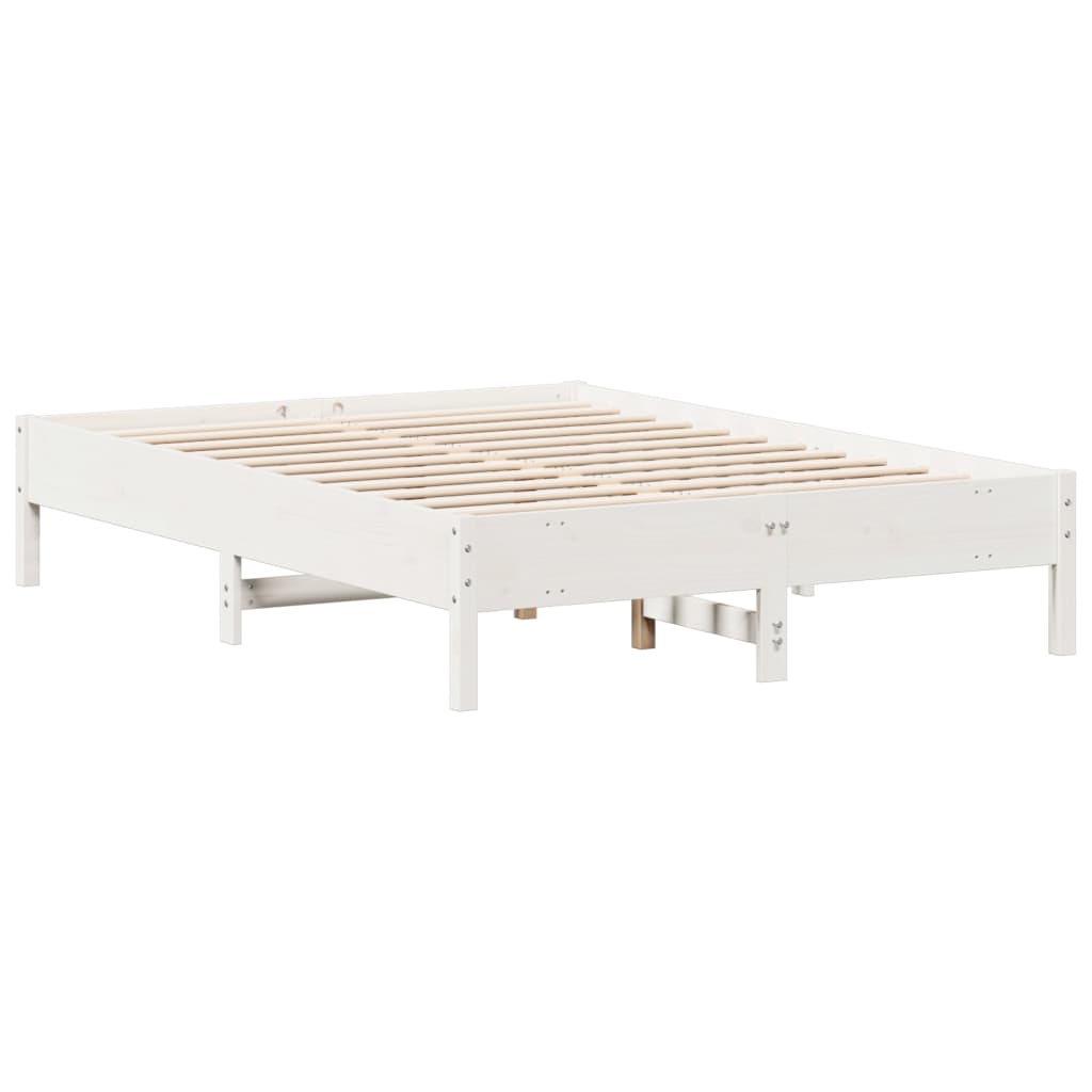 Bed Frame White 140x190 cm Solid Wood Pine