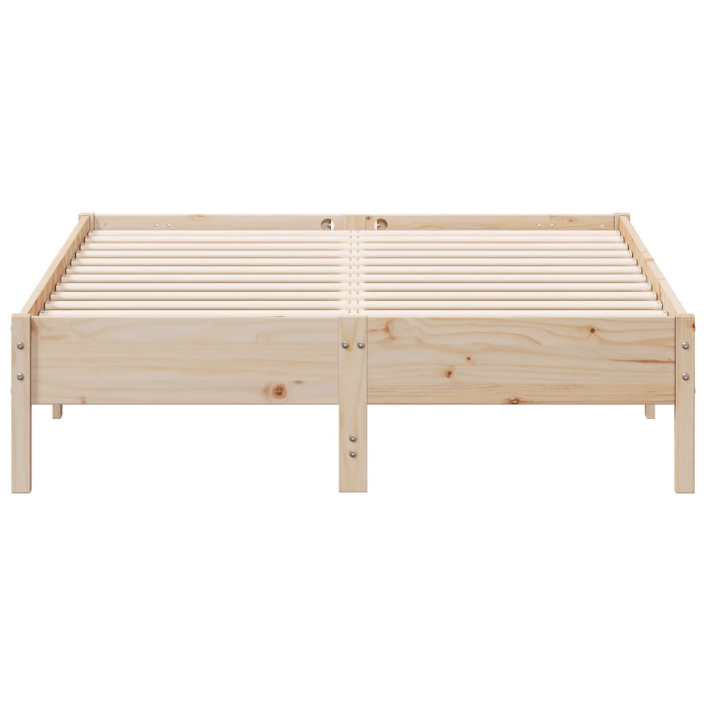 Bed Frame 135x190 cm Double Solid Wood Pine