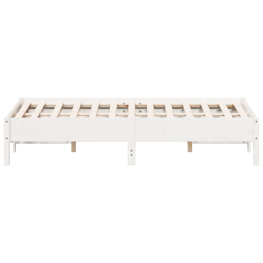 Bed Frame White 135x190 cm Double Solid Wood Pine