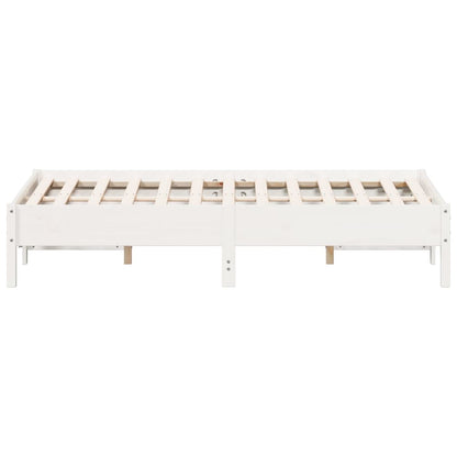 Bed Frame White 135x190 cm Double Solid Wood Pine