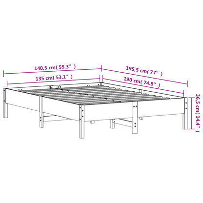 Bed Frame Wax Brown 135x190 cm Double Solid Wood Pine