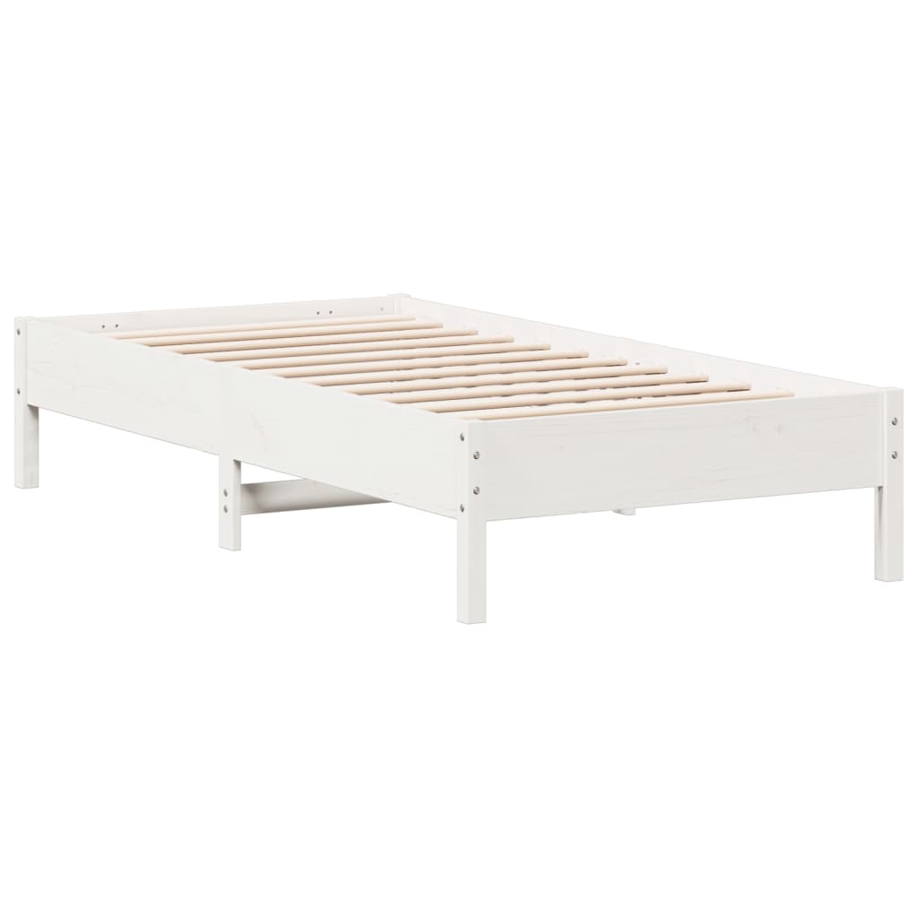 Bed Frame White 90x190 cm Single Solid Wood Pine