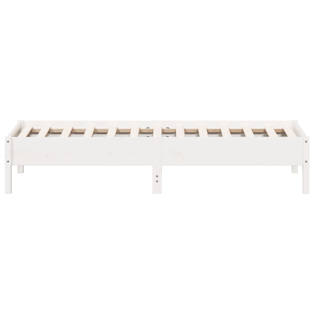 Bed Frame White 90x190 cm Single Solid Wood Pine