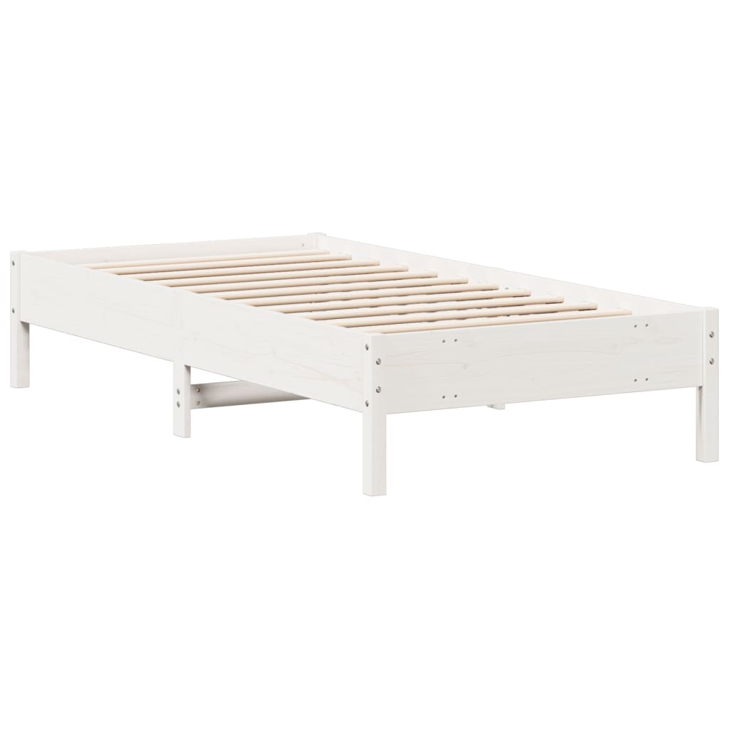 Bed Frame White 90x190 cm Single Solid Wood Pine