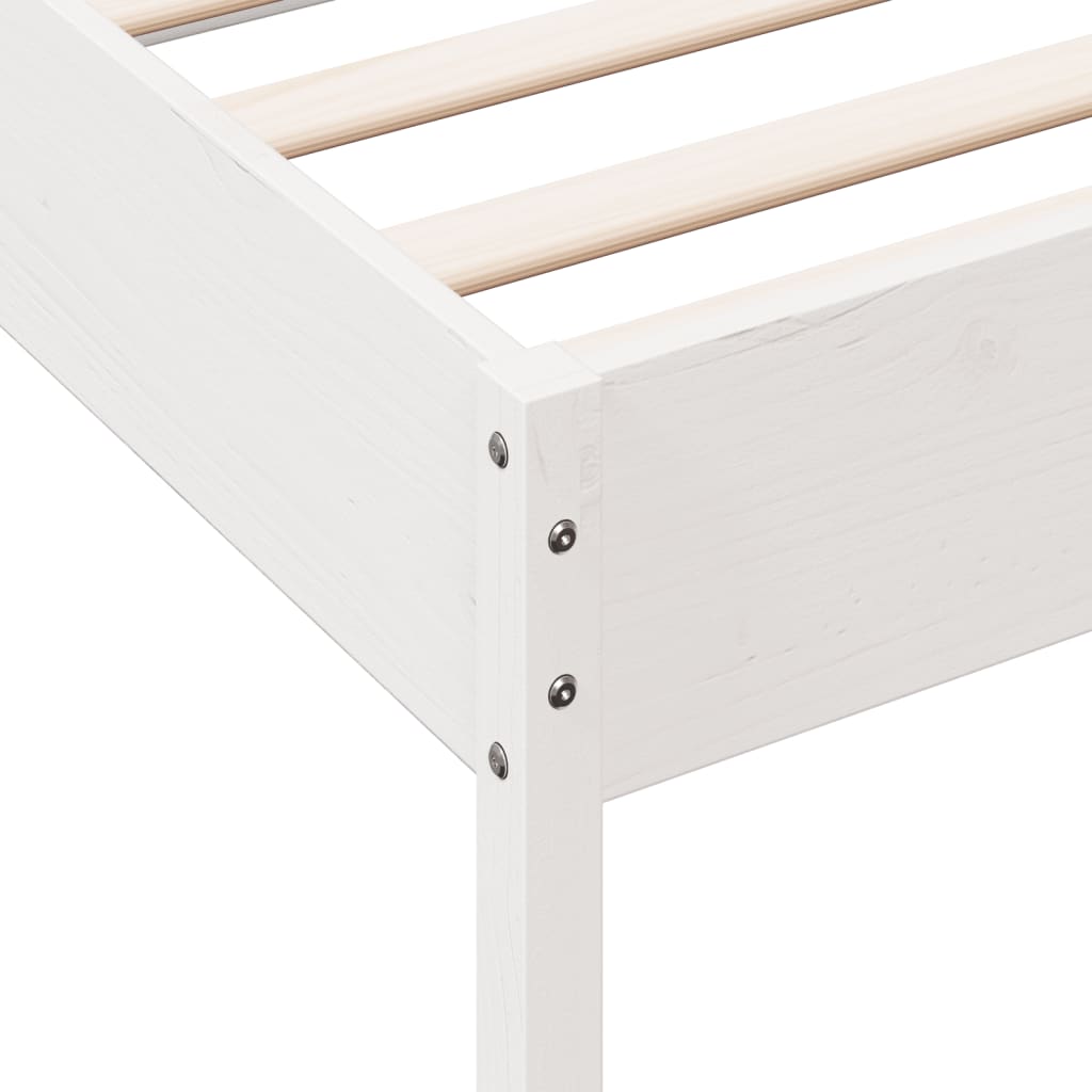 Bed Frame White 90x190 cm Single Solid Wood Pine