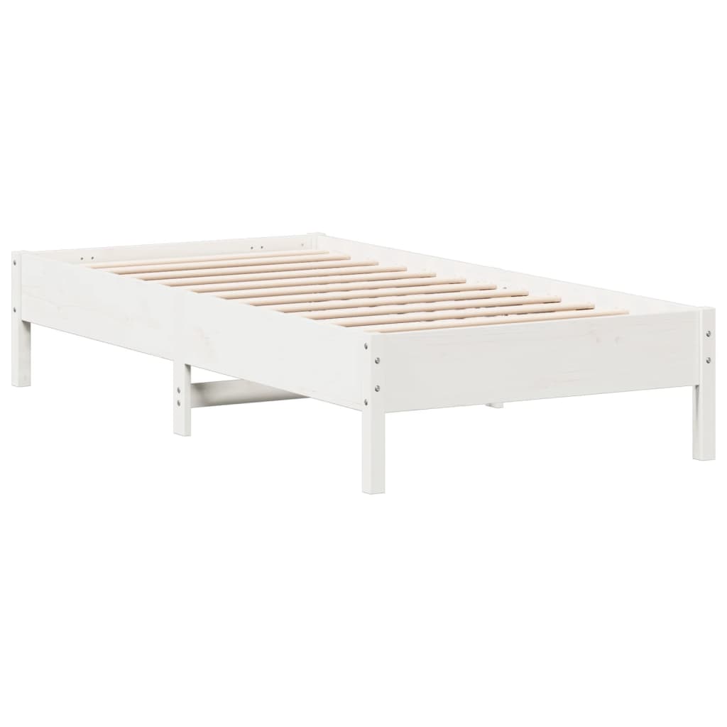 Bed Frame White 75x190 cm Small Single Solid Wood Pine