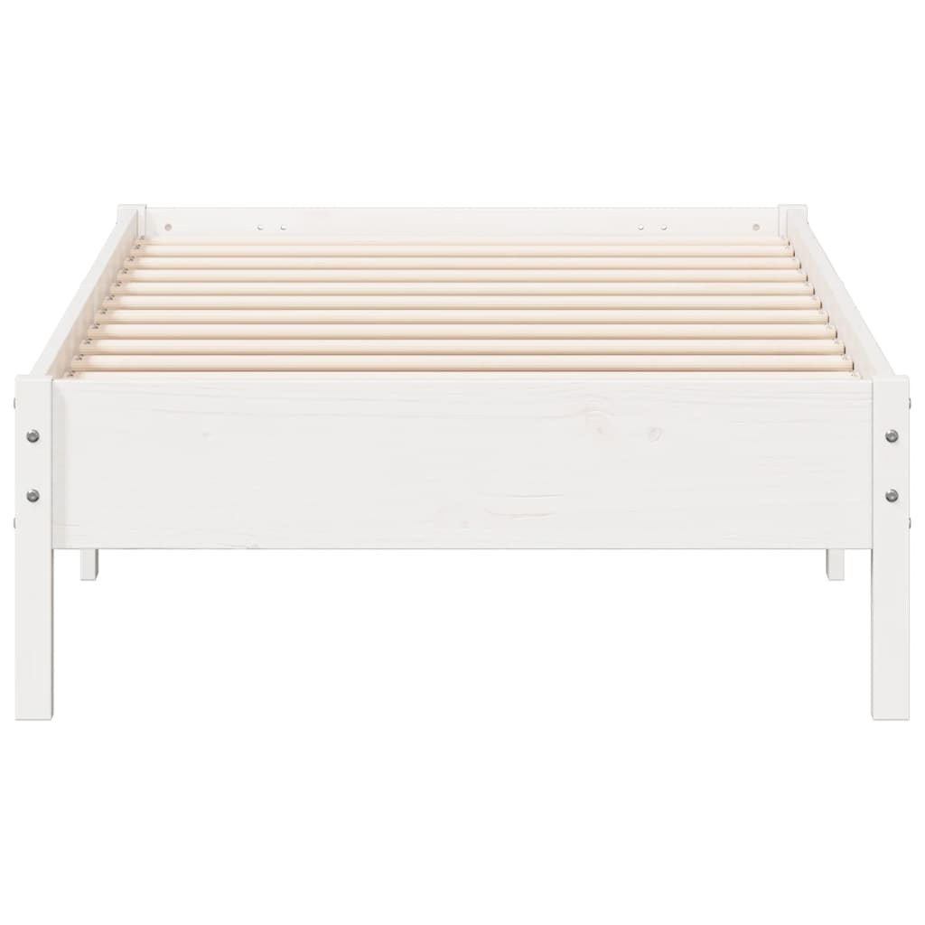 Bed Frame White 75x190 cm Small Single Solid Wood Pine